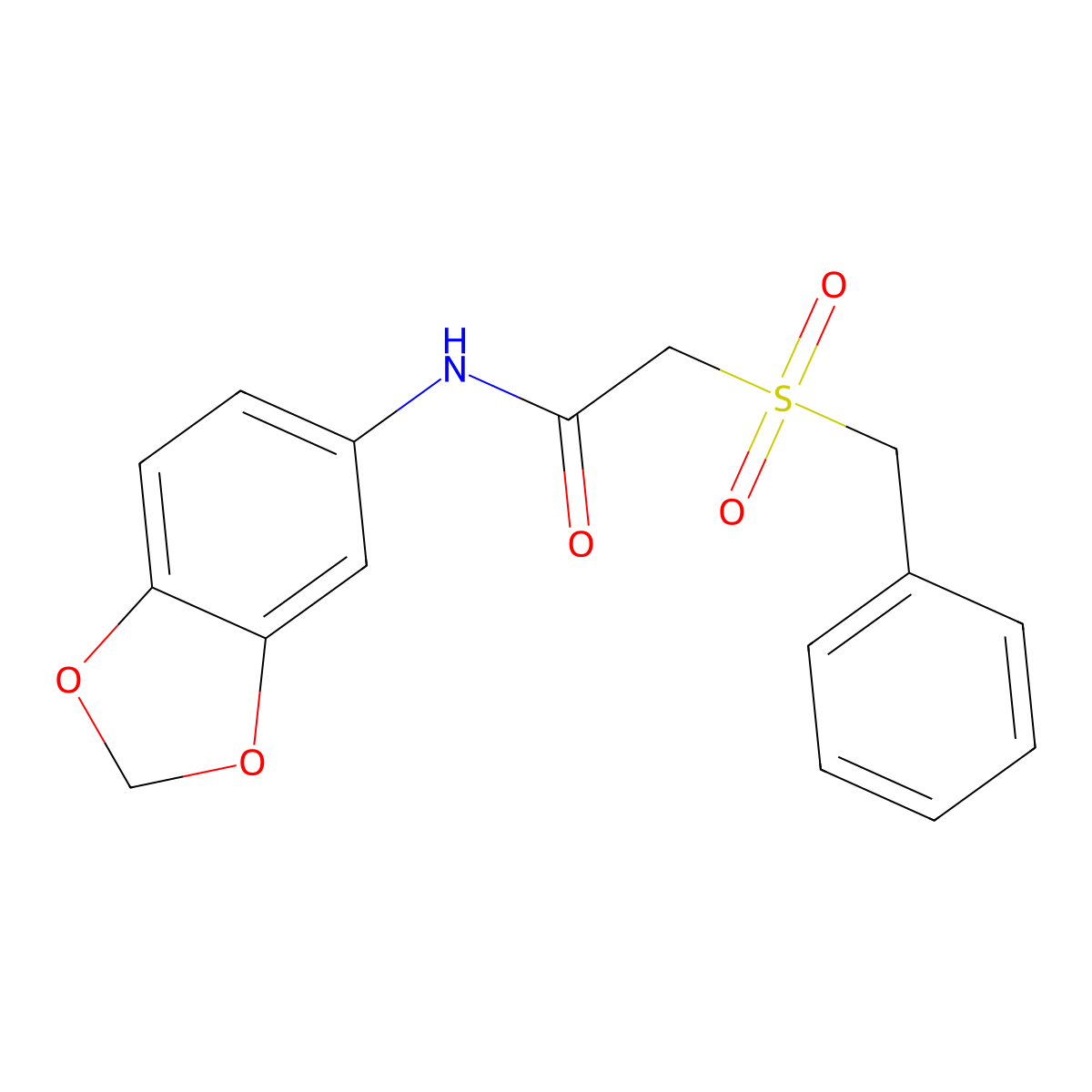 N-(1,3-benzodioxol-5-yl)-2-benzylsulfonylacetamide molecular structure, CAS 706769-89-3