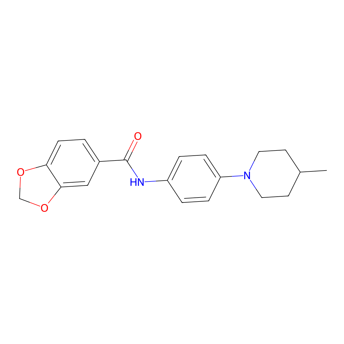 N-[4-(4-methylpiperidin-1-yl)phenyl]-1,3-benzodioxole-5-carboxamide molecular structure, CAS 706769-96-2