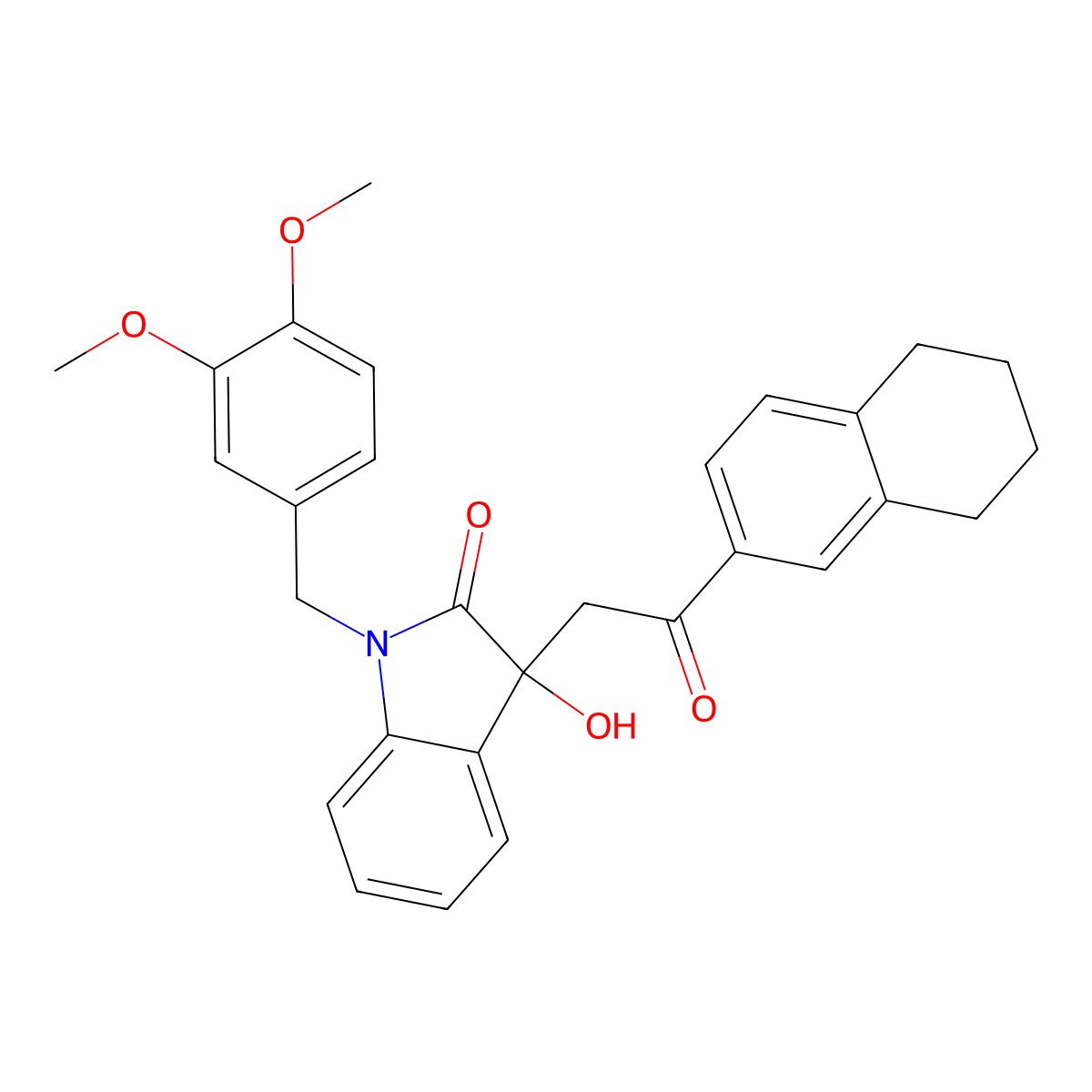 1-[(3,4-Dimethoxyphenyl)methyl]-3-hydroxy-3-[2-oxo-2-(5,6,7,8-tetrahydronaphthalen-2-yl)ethyl]indol-2-one molecular structure, CAS 706769-99-5