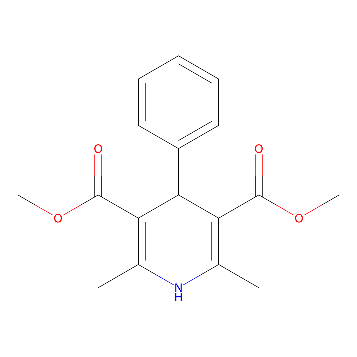 1,4-Dihydro-2,6-dimethyl-4-phenyl-3,5-pyridinecarboxylic acid dimethyl ester molecular structure, CAS 70677-78-0