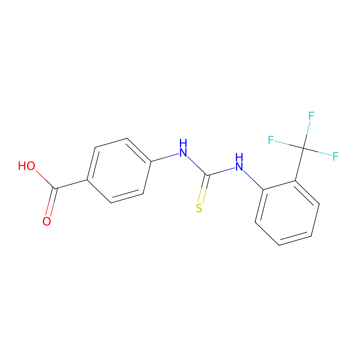 4-({[2-(Trifluoromethyl)phenyl]carbamothioyl}amino)benzoic acid molecular structure, CAS 706770-04-9