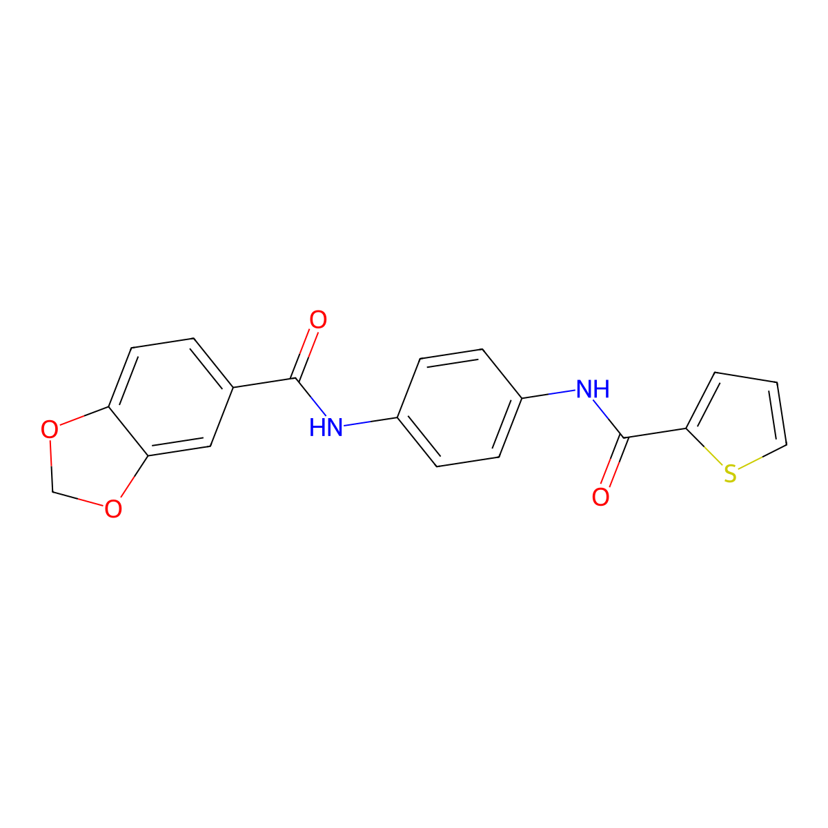 N-[4-(thiophene-2-carbonylamino)phenyl]-1,3-benzodioxole-5-carboxamide molecular structure, CAS 706770-19-6