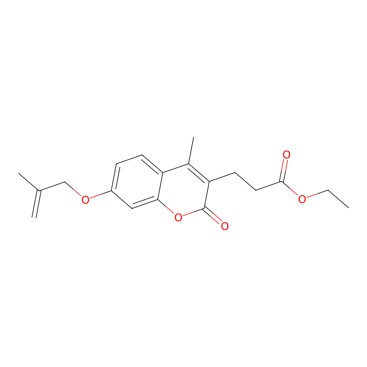 ethyl 3-{4-methyl-7-[(2-methylallyl)oxy]-2-oxo-2H-chromen-3-yl}propanoate molecular structure, CAS 706770-28-7