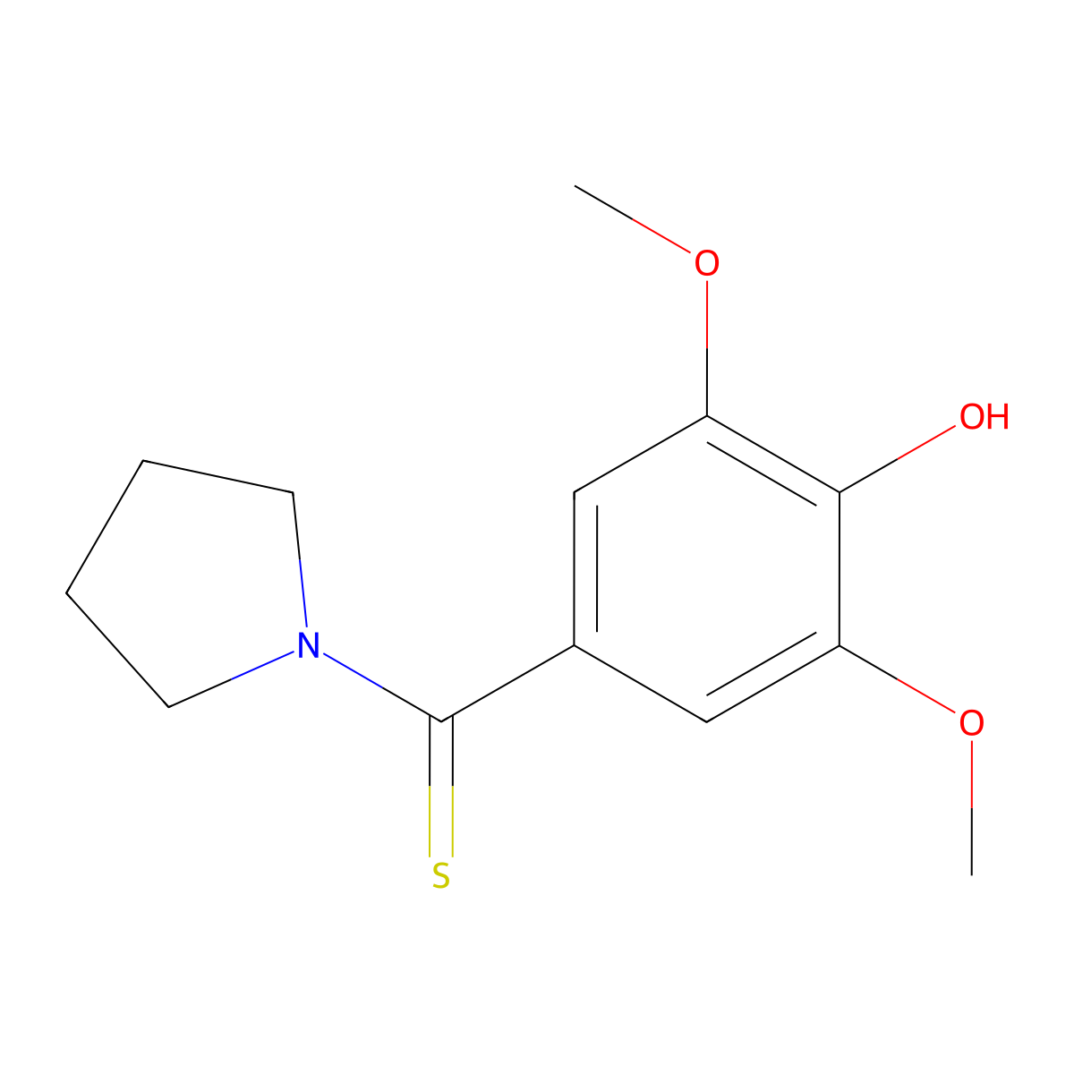 (4-Hydroxy-3,5-dimethoxyphenyl)(pyrrolidin-1-yl)methanethione molecular structure, CAS 706770-39-0
