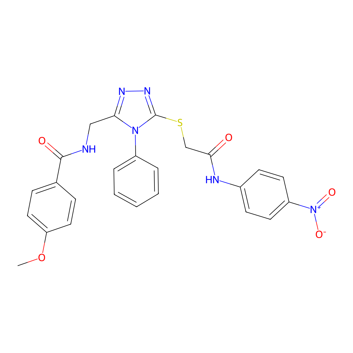 4-methoxy-N-[[5-[2-(4-nitroanilino)-2-oxoethyl]sulfanyl-4-phenyl-1,2,4-triazol-3-yl]methyl]benzamide molecular structure, CAS 706770-49-2