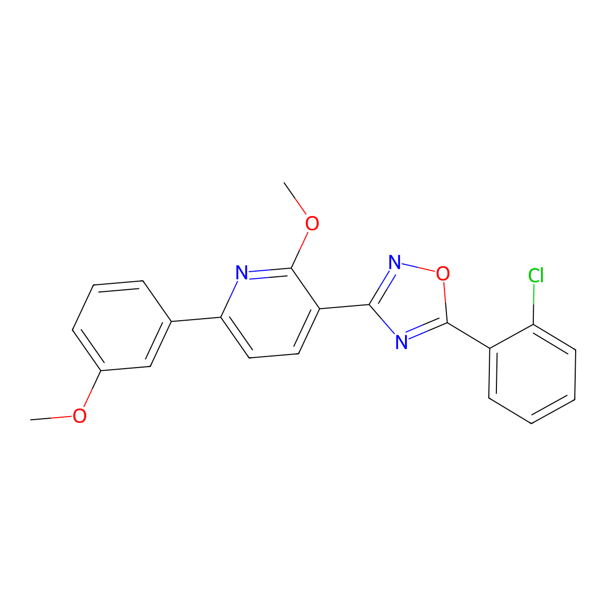 3-[5-(2-Chlorophenyl)-1,2,4-oxadiazol-3-yl]-2-methoxy-6-(3-methoxyphenyl)pyridine molecular structure, CAS 706770-88-9