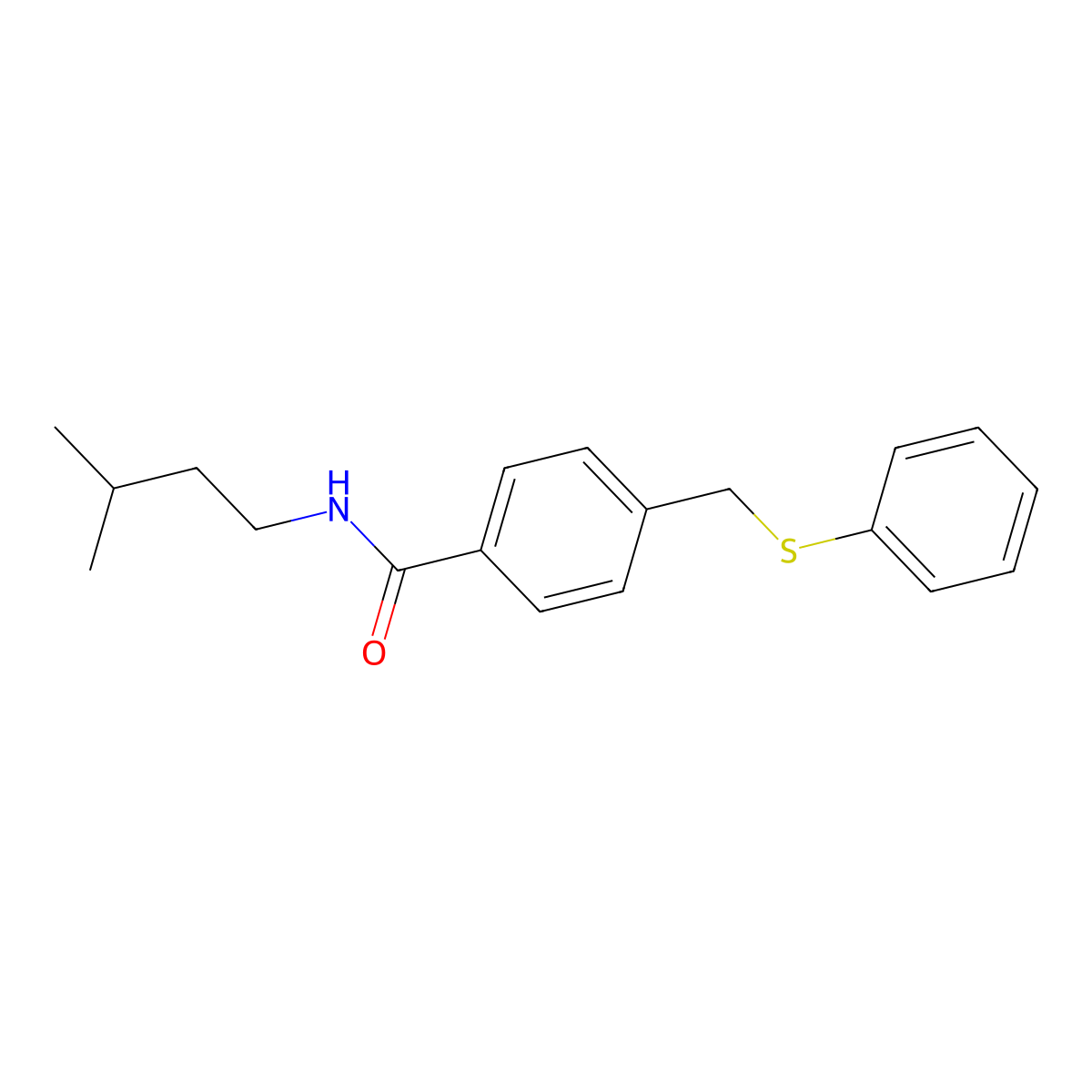 N-(3-methylbutyl)-4-[(phenylsulfanyl)methyl]benzamide molecular structure, CAS 706771-13-3