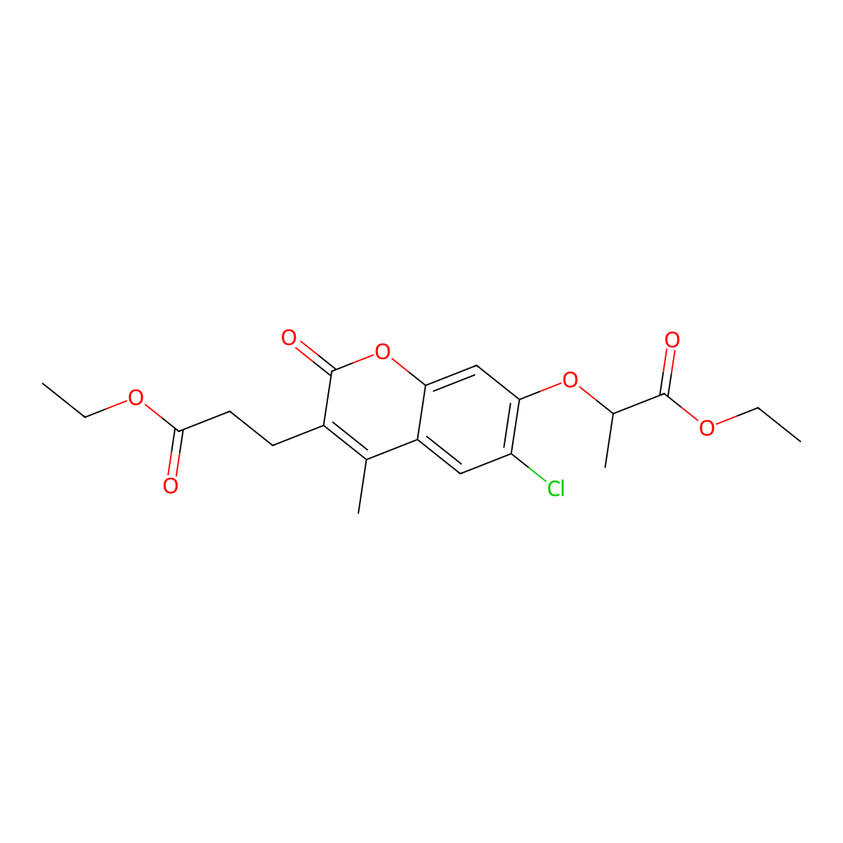 ethyl 2-{[6-chloro-3-(3-ethoxy-3-oxopropyl)-4-methyl-2-oxo-2H-chromen-7-yl]oxy}propanoate molecular structure, CAS 706771-29-1
