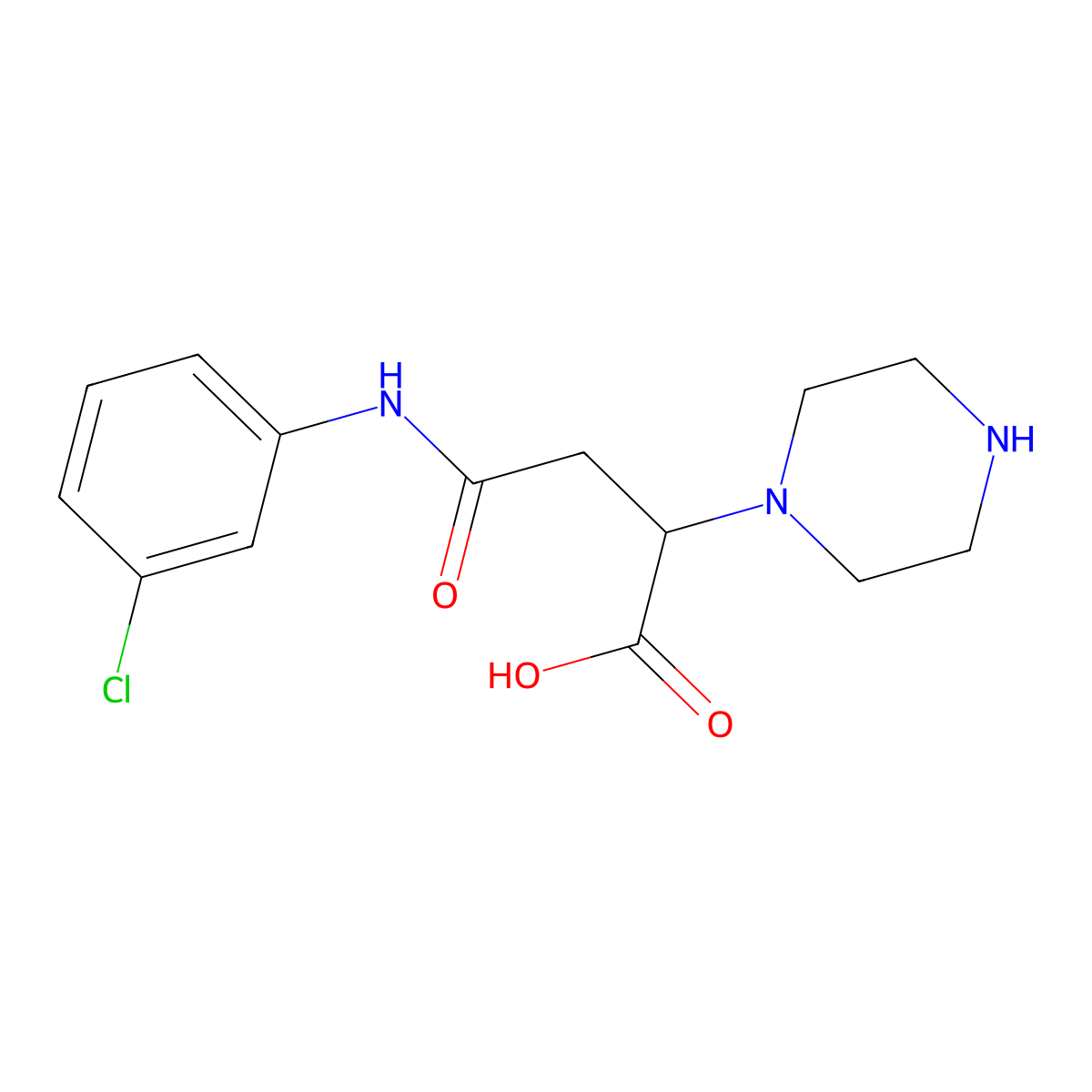 4-(3-Chloroanilino)-4-oxo-2-piperazin-1-ylbutanoic acid molecular structure, CAS 706771-37-1