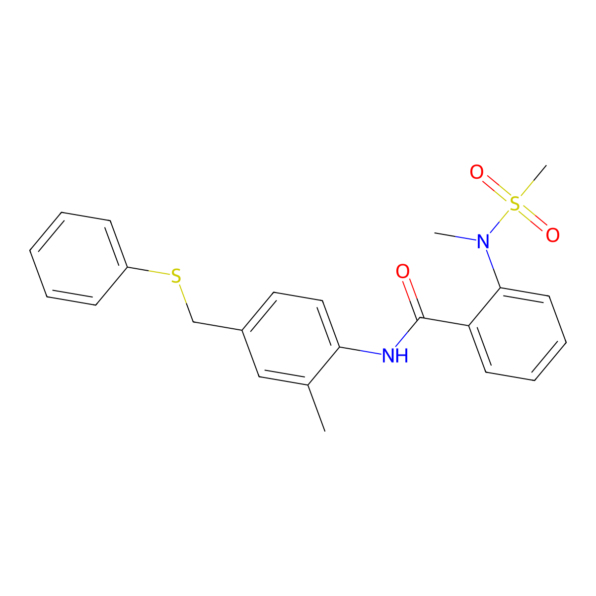 2-[methyl(methylsulfonyl)amino]-N-[2-methyl-4-(phenylsulfanylmethyl)phenyl]benzamide molecular structure, CAS 706771-55-3