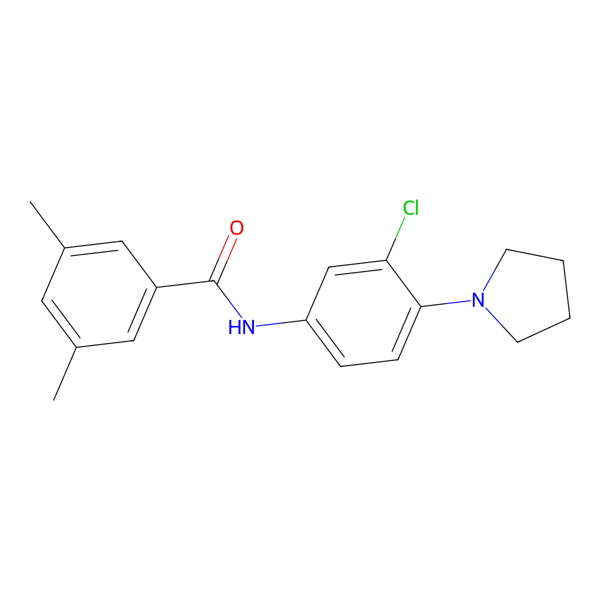 N-(3-chloro-4-pyrrolidin-1-ylphenyl)-3,5-dimethylbenzamide molecular structure, CAS 706771-57-5