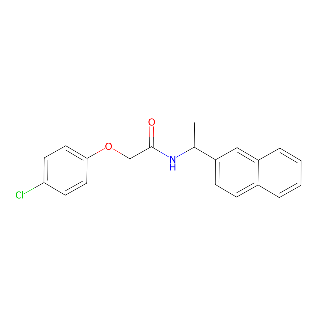 2-(4-chlorophenoxy)-N-(1-naphthalen-2-ylethyl)acetamide molecular structure, CAS 706771-62-2