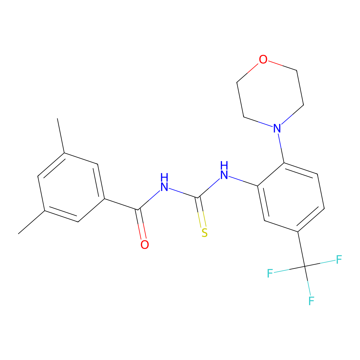 3,5-dimethyl-N-[[2-morpholin-4-yl-5-(trifluoromethyl)phenyl]carbamothioyl]benzamide molecular structure, CAS 706771-68-8