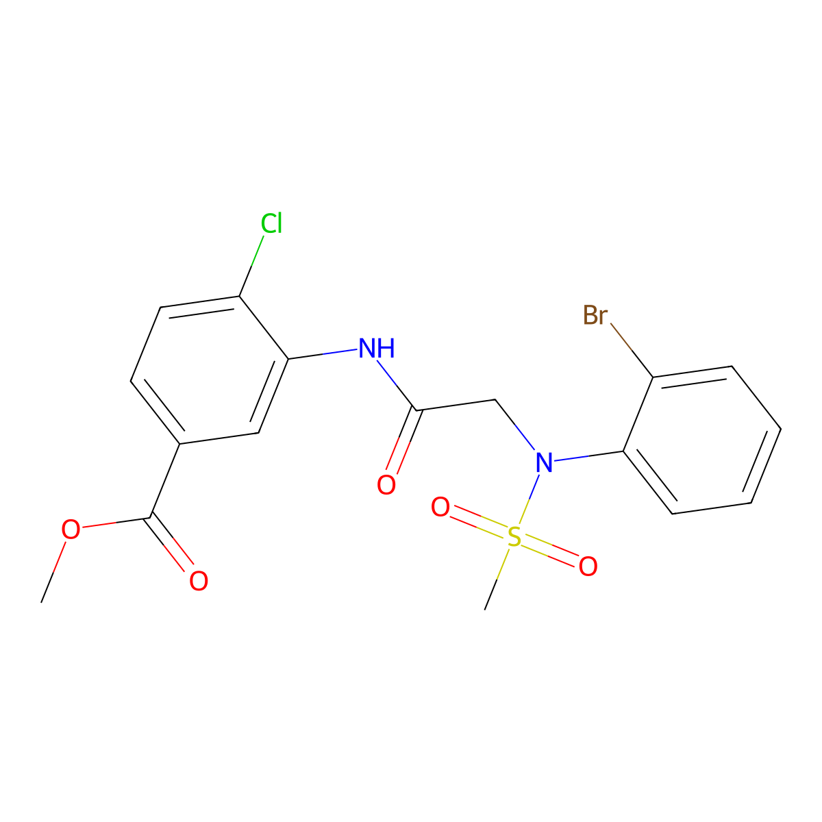methyl 3-{[N-(2-bromophenyl)-N-(methylsulfonyl)glycyl]amino}-4-chlorobenzoate molecular structure, CAS 706771-76-8