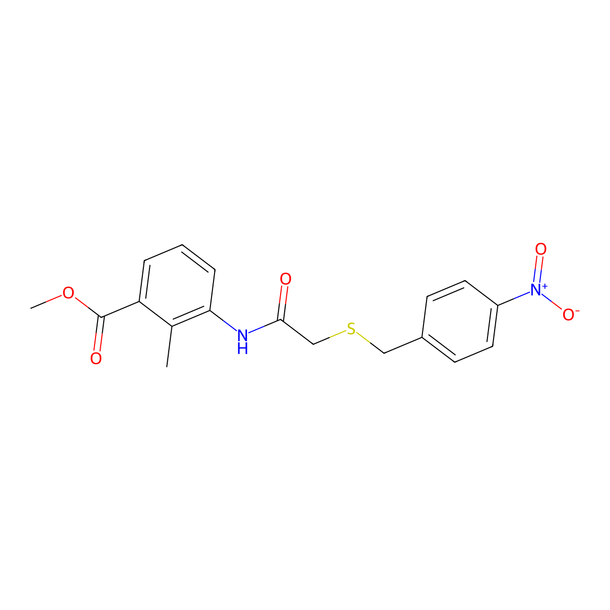 Methyl 2-methyl-3-({[(4-nitrobenzyl)sulfanyl]acetyl}amino)benzoate molecular structure, CAS 706771-81-5