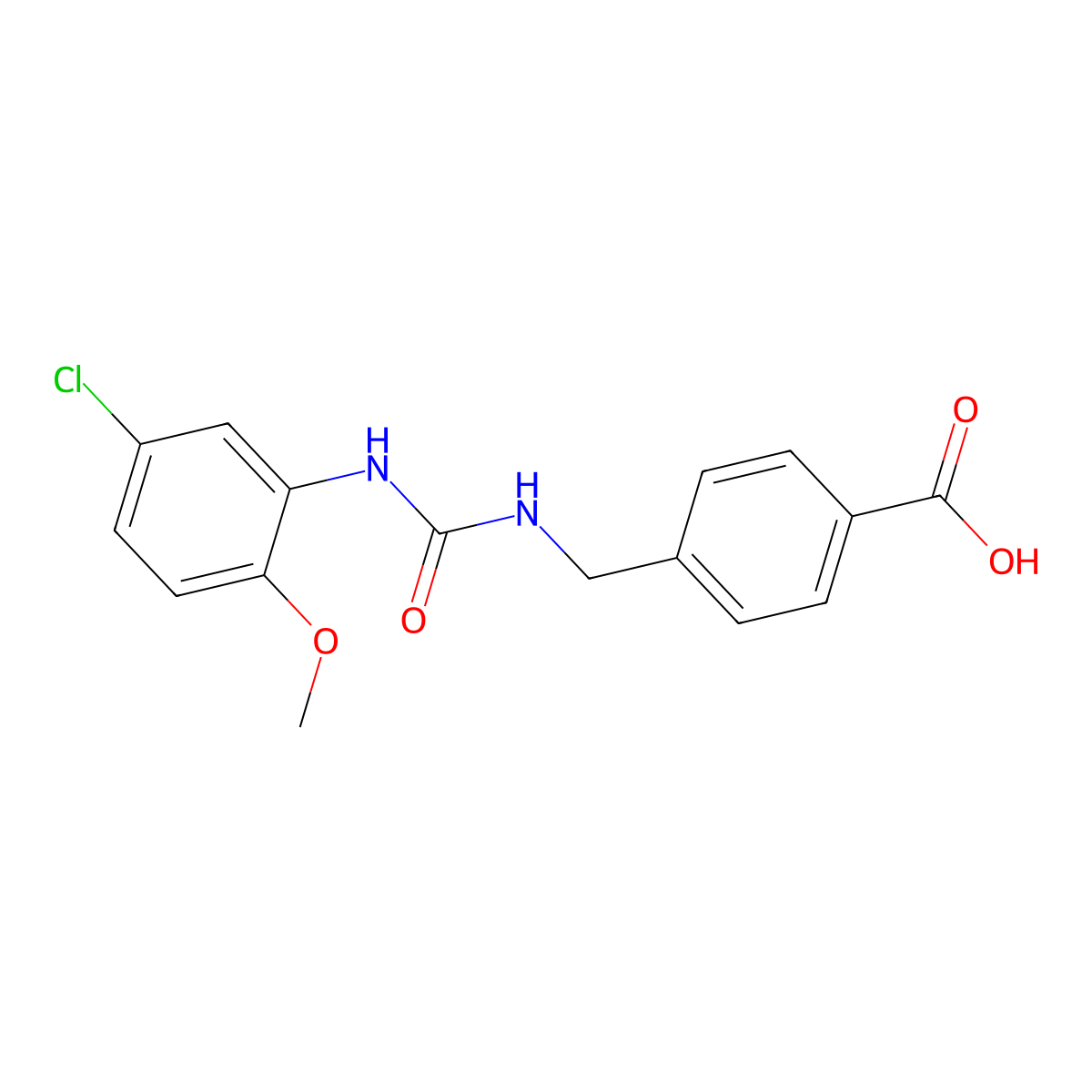 4-({[(5-Chloro-2-methoxyphenyl)carbamoyl]amino}methyl)benzoic acid molecular structure, CAS 706771-85-9