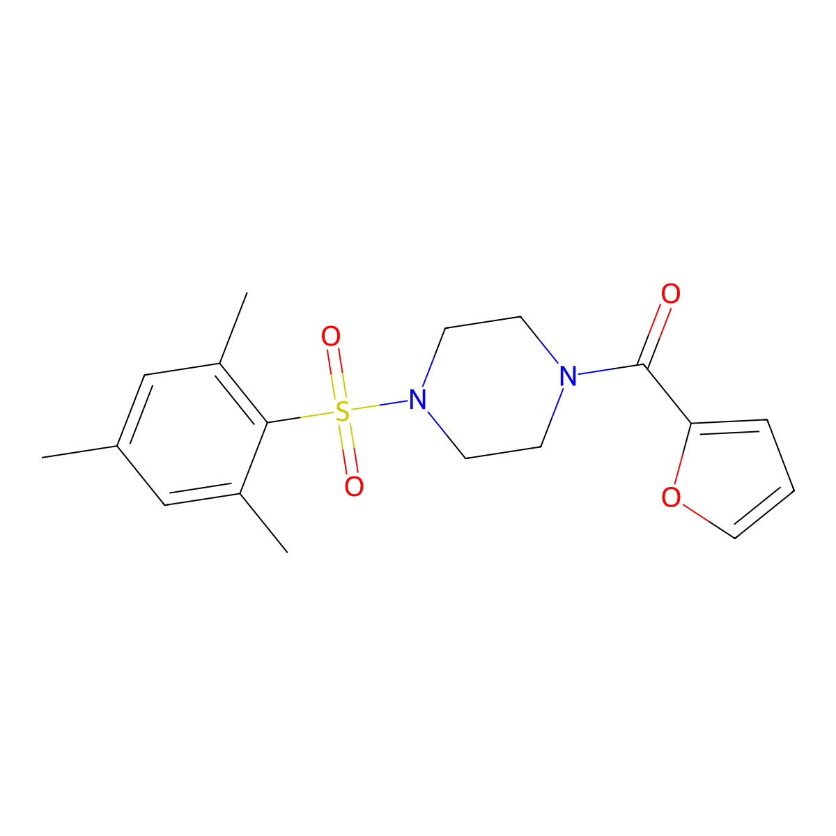 1-(2-Furoyl)-4-(mesitylsulfonyl)piperazine molecular structure, CAS 706771-89-3