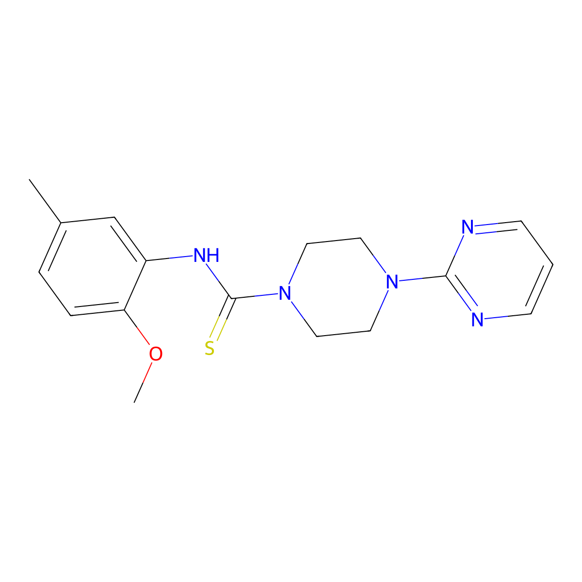 N-(2-methoxy-5-methylphenyl)-4-pyrimidin-2-ylpiperazine-1-carbothioamide molecular structure, CAS 706772-04-5