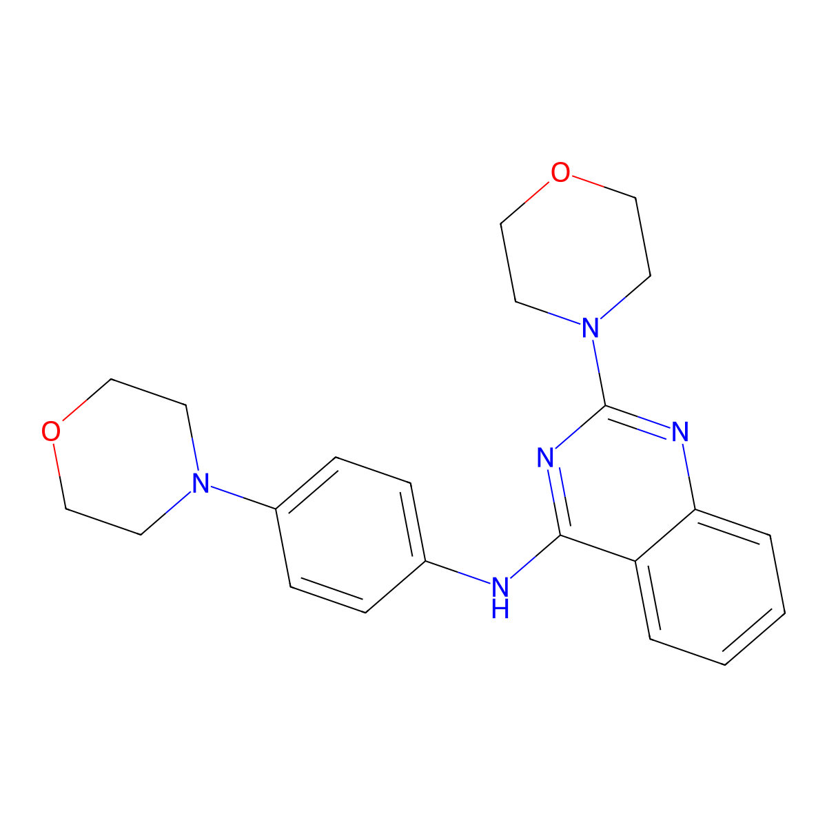 2-morpholin-4-yl-N-(4-morpholin-4-ylphenyl)quinazolin-4-amine molecular structure, CAS 706772-31-8