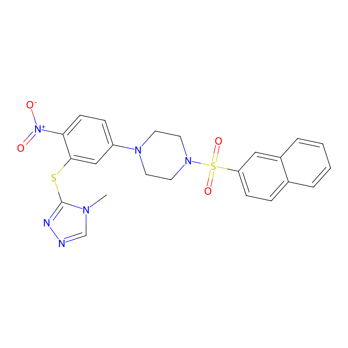 1-[3-[(4-Methyl-1,2,4-triazol-3-yl)sulfanyl]-4-nitrophenyl]-4-naphthalen-2-ylsulfonylpiperazine molecular structure, CAS 706772-34-1