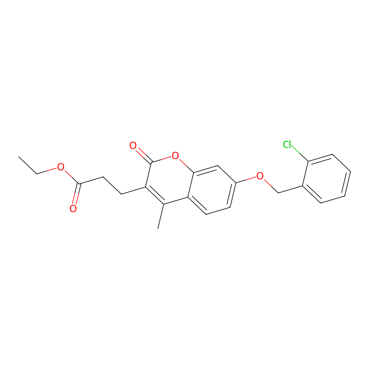 ethyl 3-{7-[(2-chlorobenzyl)oxy]-4-methyl-2-oxo-2H-chromen-3-yl}propanoate molecular structure, CAS 706772-43-2