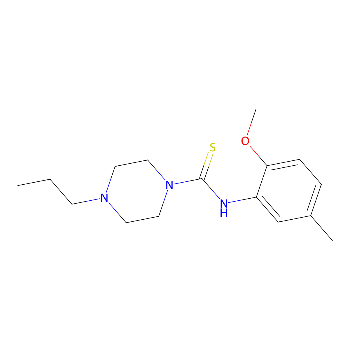 N-(2-methoxy-5-methylphenyl)-4-propylpiperazine-1-carbothioamide molecular structure, CAS 706772-54-5