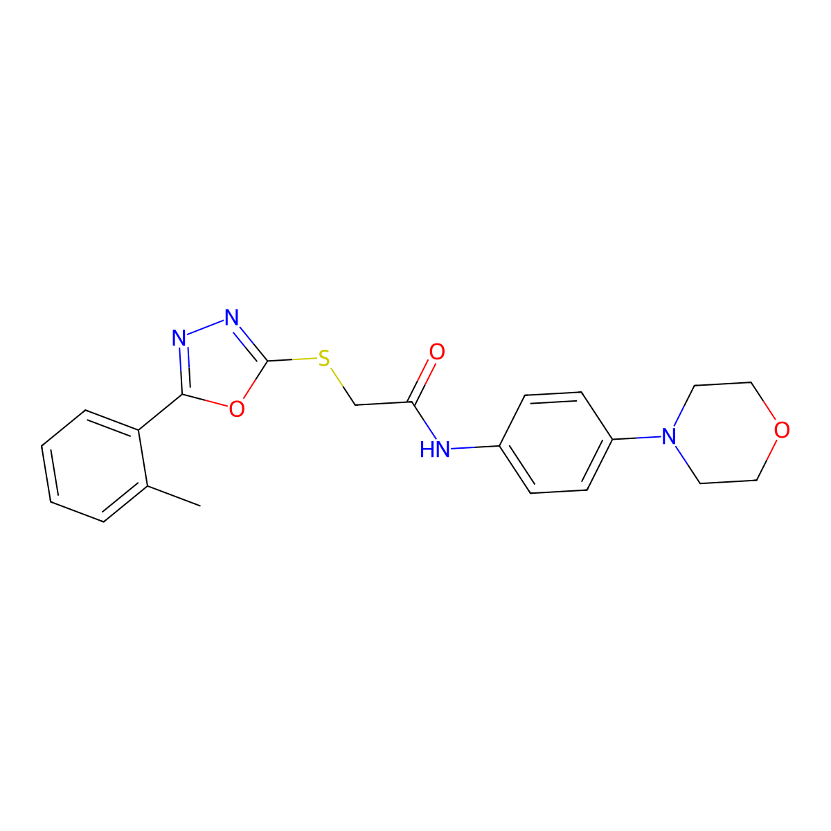 2-[[5-(2-methylphenyl)-1,3,4-oxadiazol-2-yl]sulfanyl]-N-(4-morpholin-4-ylphenyl)acetamide molecular structure, CAS 706772-56-7