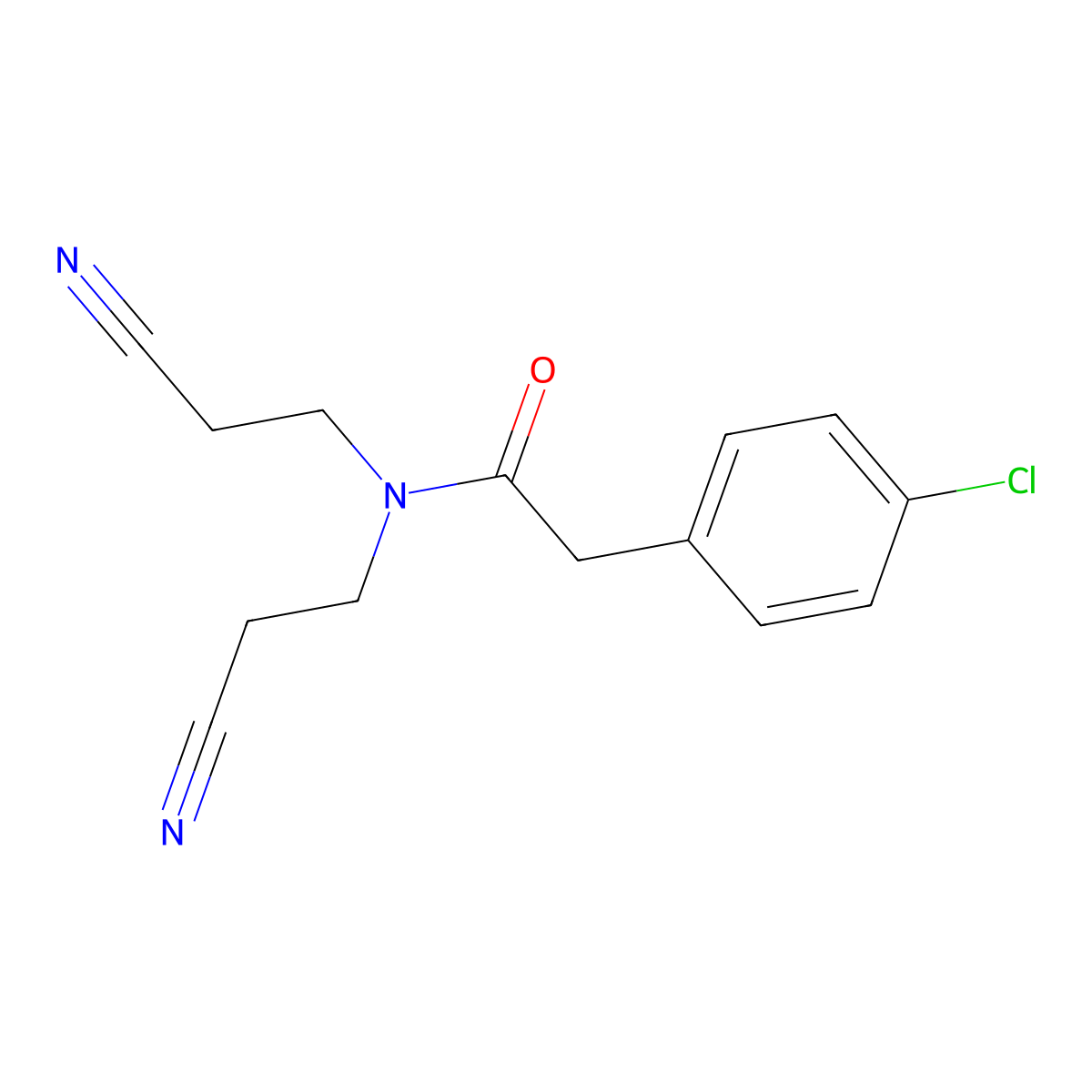 2-(4-chlorophenyl)-N,N-bis(2-cyanoethyl)acetamide molecular structure, CAS 706772-57-8