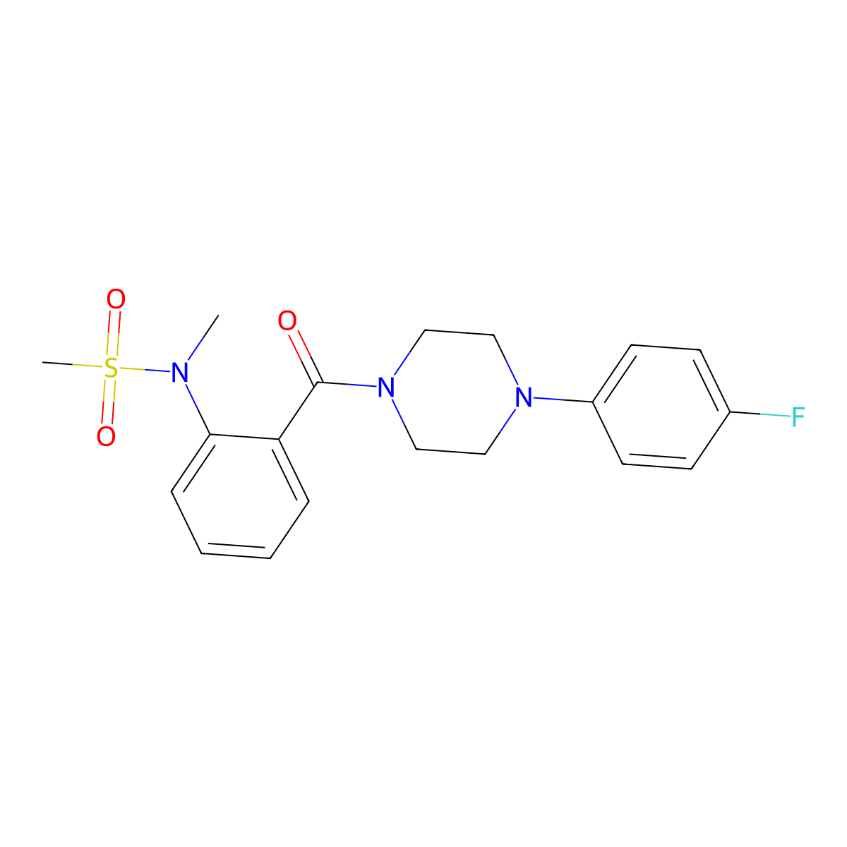 N-[2-[4-(4-fluorophenyl)piperazine-1-carbonyl]phenyl]-N-methylmethanesulfonamide molecular structure, CAS 706772-66-9
