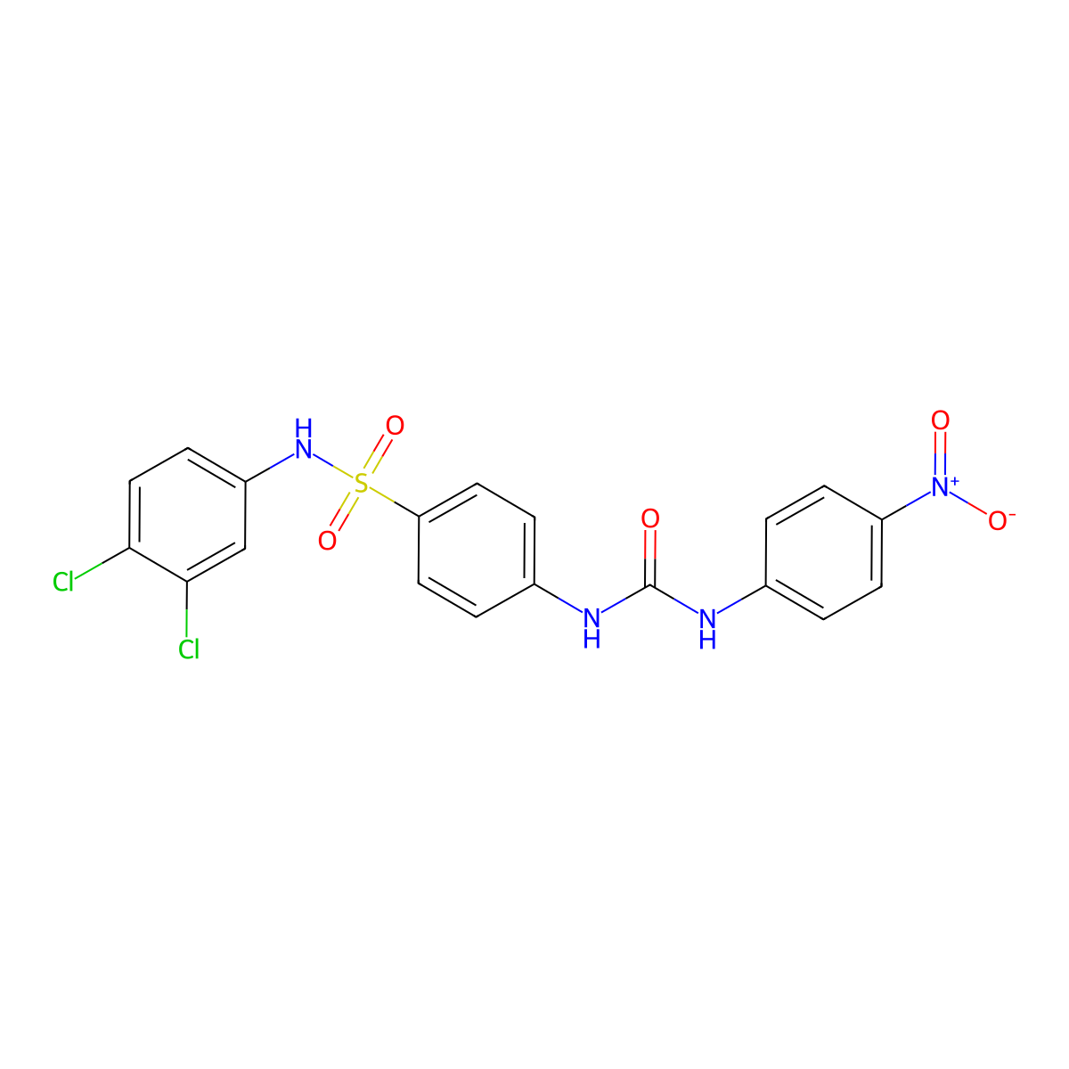 1-[4-[(3,4-Dichlorophenyl)sulfamoyl]phenyl]-3-(4-nitrophenyl)urea molecular structure, CAS 706772-75-0