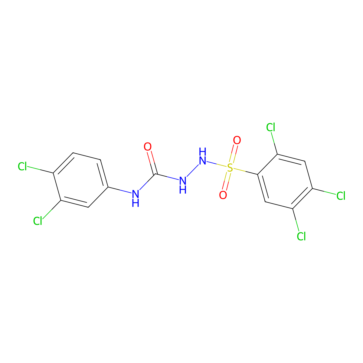 4-(3,4-Dichlorophenyl)-1-((2,4,5-trichlorophenyl)sulfonyl)semicarbazide molecular structure, CAS 706772-78-3