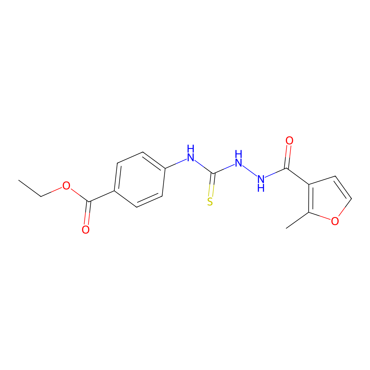 Ethyl 4-[({2-[(2-methylfuran-3-yl)carbonyl]hydrazinyl}carbonothioyl)amino]benzoate molecular structure, CAS 706772-83-0