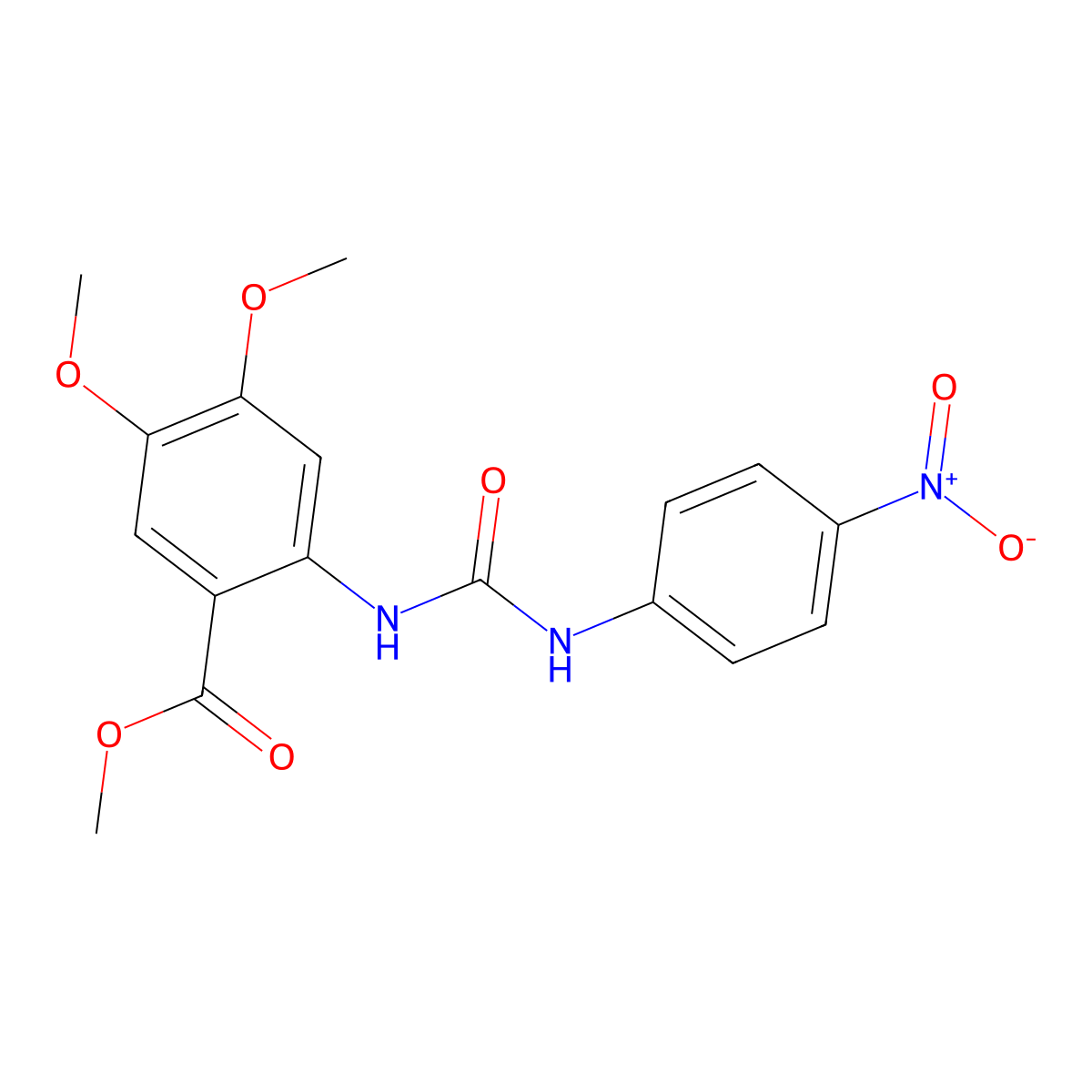 Methyl 4,5-dimethoxy-2-{[(4-nitrophenyl)carbamoyl]amino}benzoate molecular structure, CAS 706772-93-2