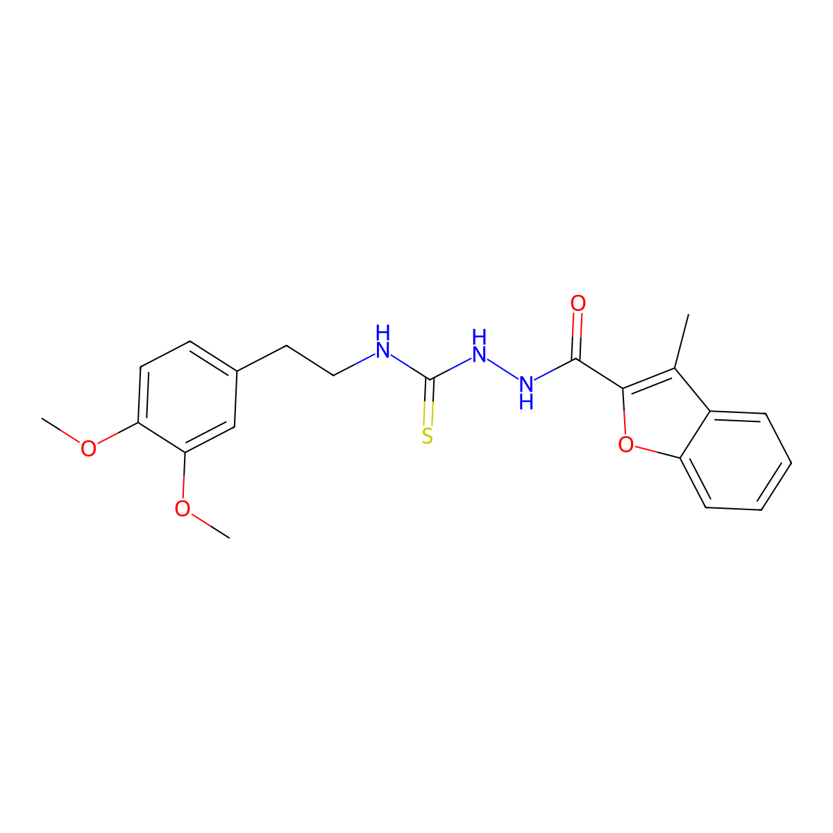 1-[2-(3,4-Dimethoxyphenyl)ethyl]-3-[(3-methyl-1-benzofuran-2-carbonyl)amino]thiourea molecular structure, CAS 706773-32-2