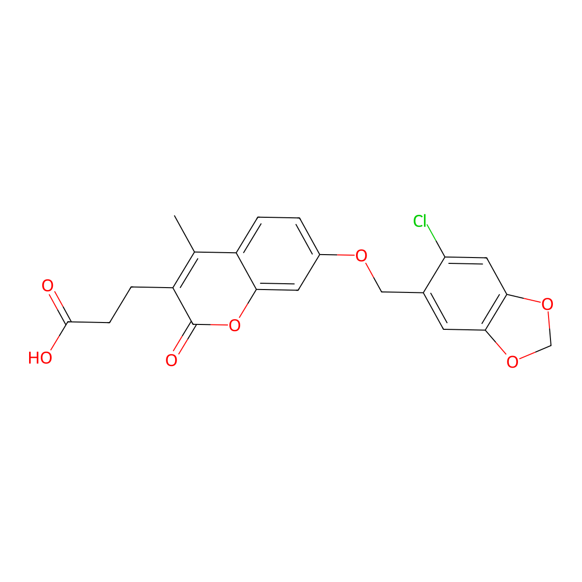 3-{7-[(6-chloro-1,3-benzodioxol-5-yl)methoxy]-4-methyl-2-oxo-2H-chromen-3-yl}propanoic acid molecular structure, CAS 706773-55-9