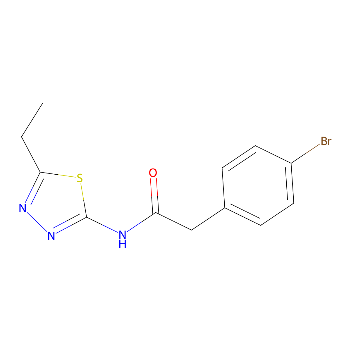 2-(4-bromophenyl)-N-(5-ethyl-1,3,4-thiadiazol-2-yl)acetamide molecular structure, CAS 706773-56-0