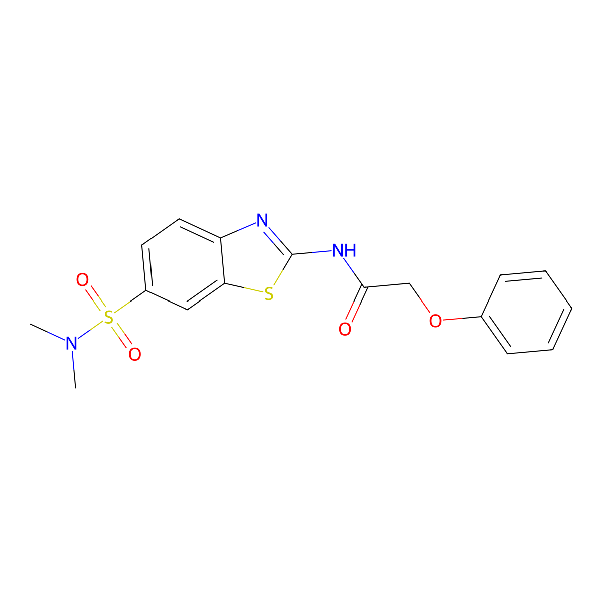 N-[6-(dimethylsulfamoyl)-1,3-benzothiazol-2-yl]-2-phenoxyacetamide molecular structure, CAS 706773-60-6