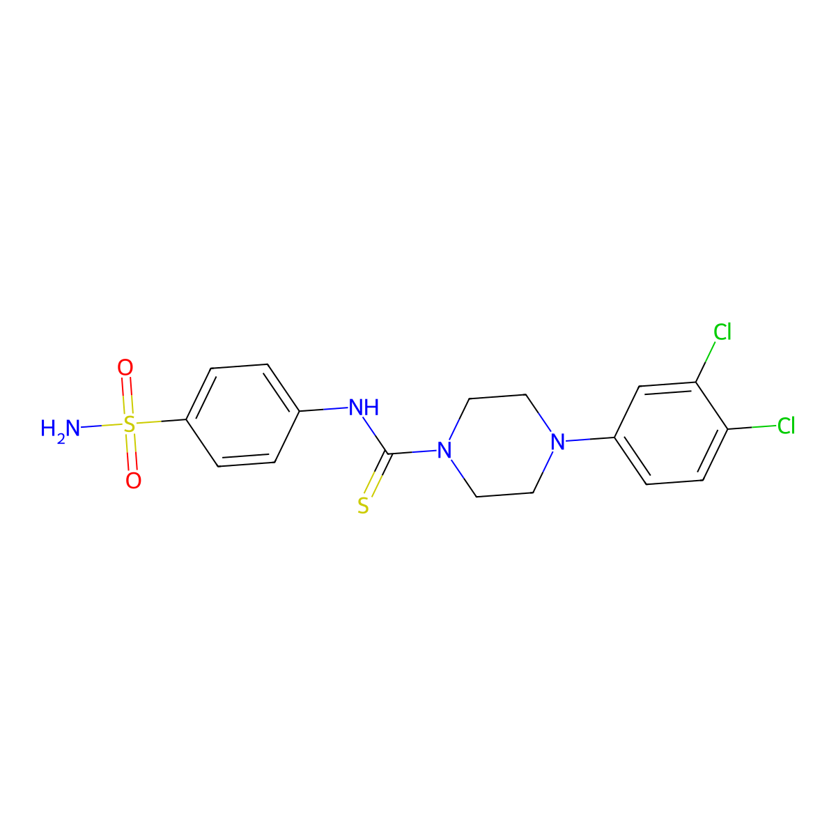 4-(3,4-dichlorophenyl)-N-(4-sulfamoylphenyl)piperazine-1-carbothioamide molecular structure, CAS 706773-71-9