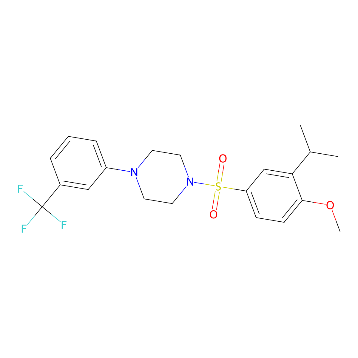 1-[4-Methoxy-3-(propan-2-yl)benzenesulfonyl]-4-[3-(trifluoromethyl)phenyl]piperazine molecular structure, CAS 706773-76-4