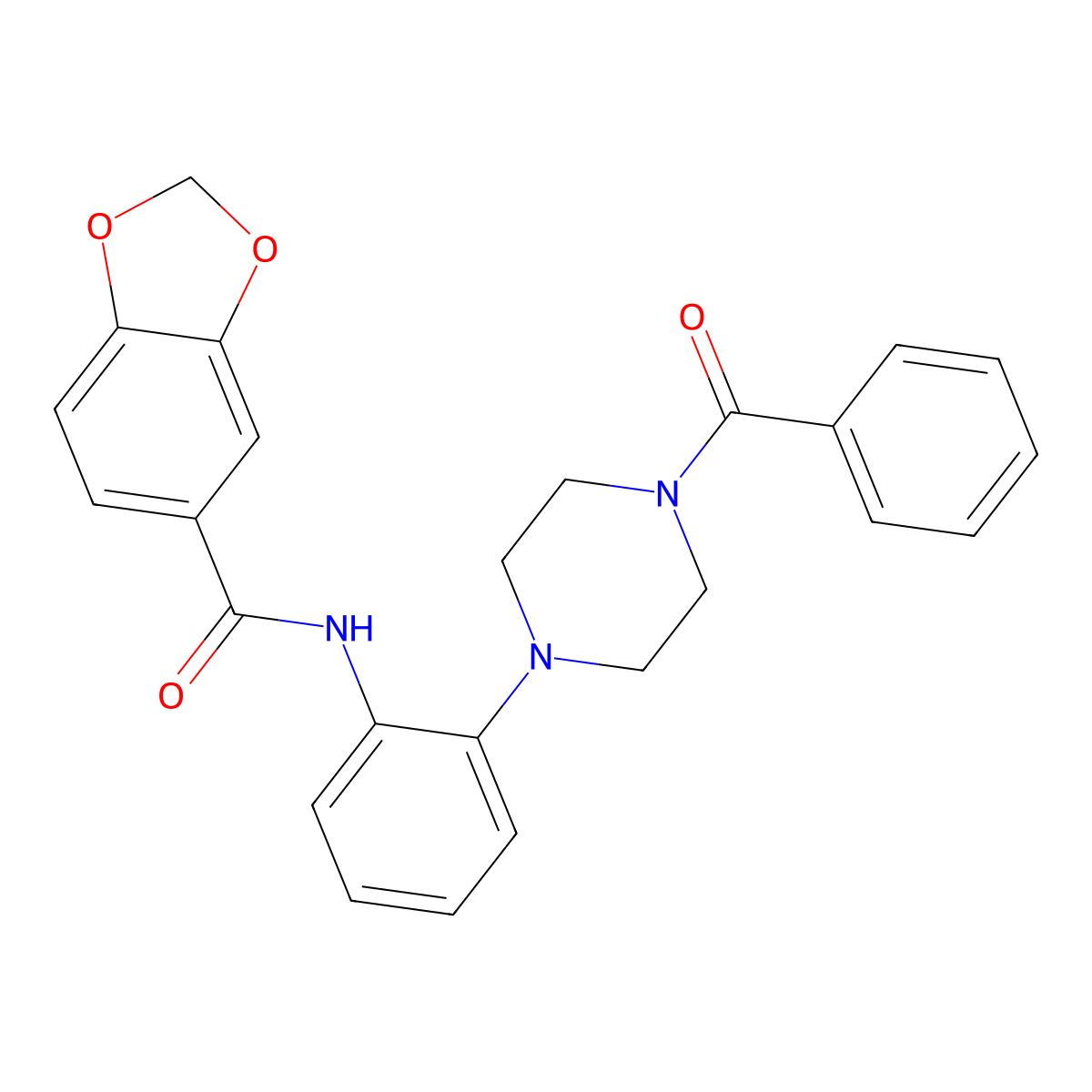 N-[2-(4-benzoyl-1-piperazinyl)phenyl]-1,3-benzodioxole-5-carboxamide molecular structure, CAS 706773-97-9