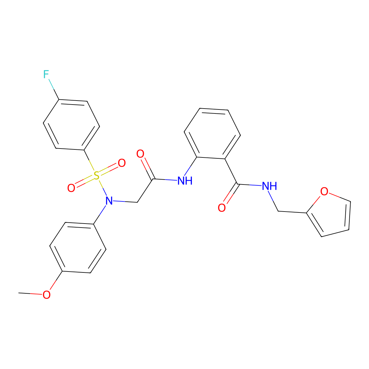 2-[[2-(N-(4-fluorophenyl)sulfonyl-4-methoxyanilino)acetyl]amino]-N-(furan-2-ylmethyl)benzamide molecular structure, CAS 706774-18-7