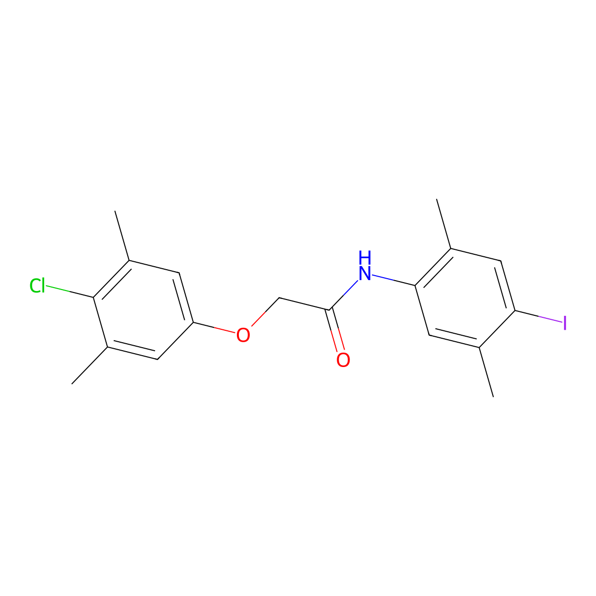 2-(4-chloro-3,5-dimethylphenoxy)-N-(4-iodo-2,5-dimethylphenyl)acetamide molecular structure, CAS 706774-31-4