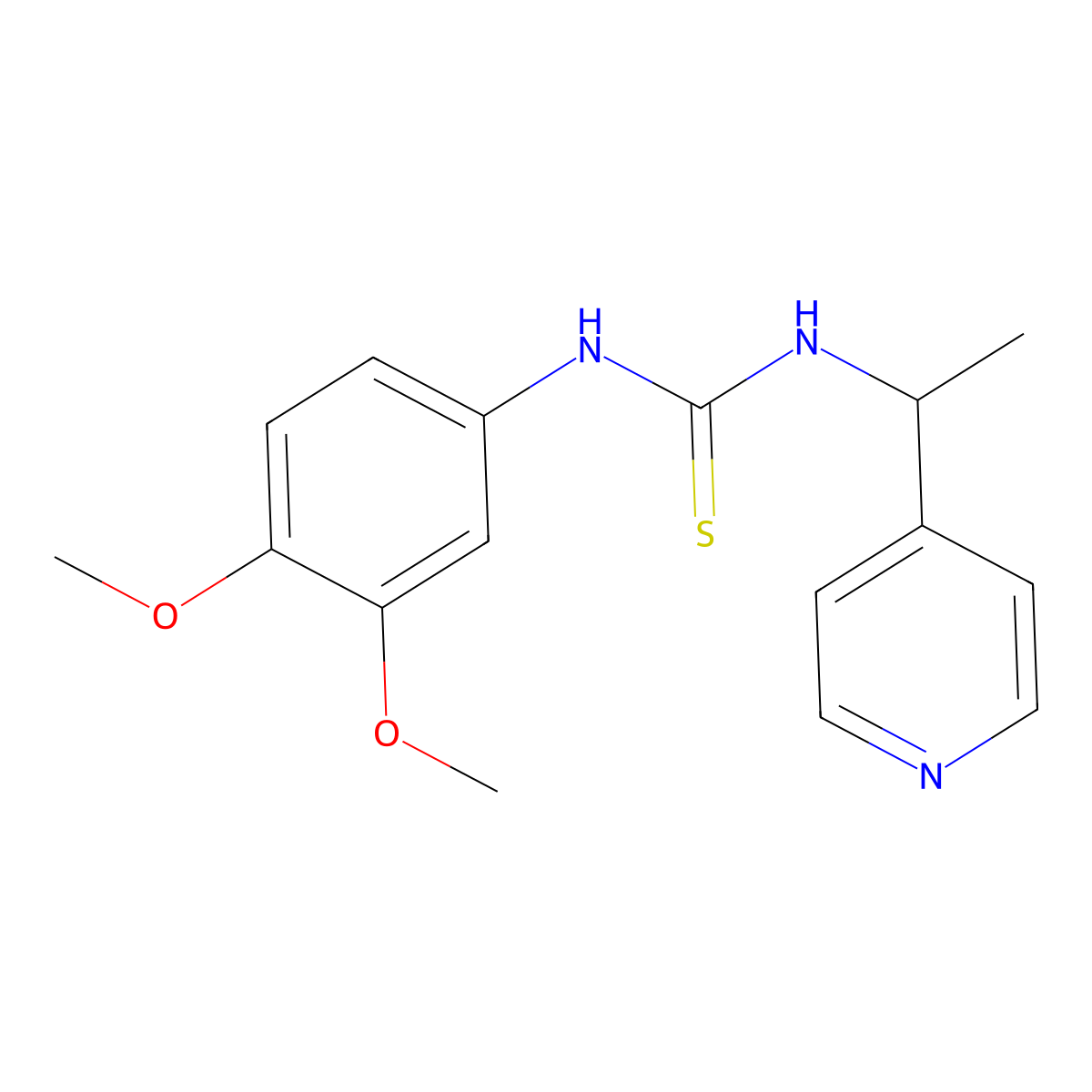 1-(3,4-Dimethoxyphenyl)-3-(1-pyridin-4-ylethyl)thiourea molecular structure, CAS 706774-34-7