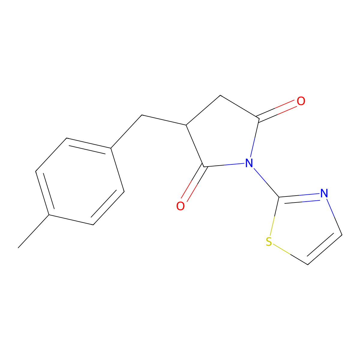 3-[(4-Methylphenyl)methyl]-1-(1,3-thiazol-2-yl)pyrrolidine-2,5-dione molecular structure, CAS 706774-61-0