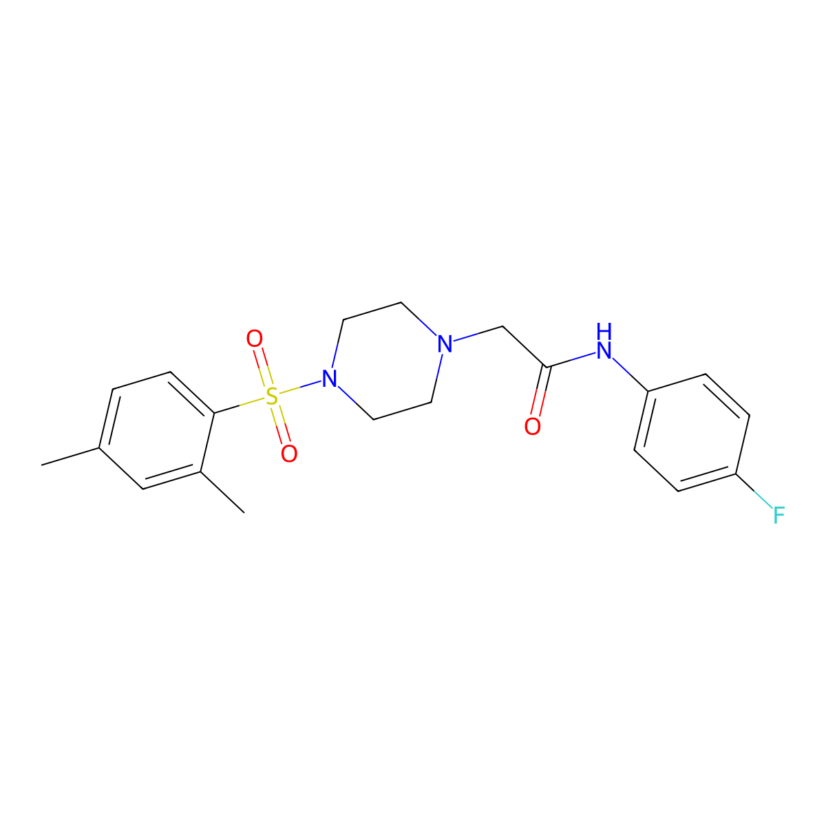 2-[4-(2,4-dimethylphenyl)sulfonylpiperazin-1-yl]-N-(4-fluorophenyl)acetamide molecular structure, CAS 706774-63-2