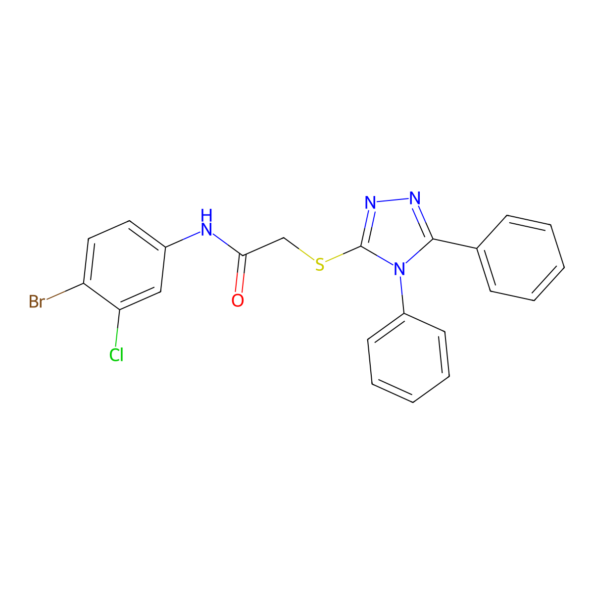 N-(4-bromo-3-chlorophenyl)-2-[(4,5-diphenyl-1,2,4-triazol-3-yl)thio]acetamide molecular structure, CAS 706774-82-5