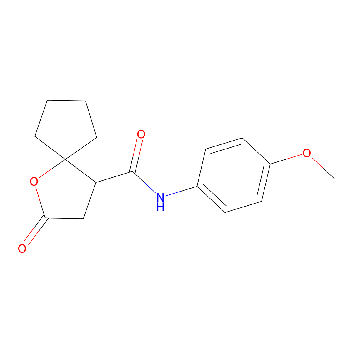 N-(4-methoxyphenyl)-2-oxo-1-oxaspiro[4.4]nonane-4-carboxamide molecular structure, CAS 706774-86-9