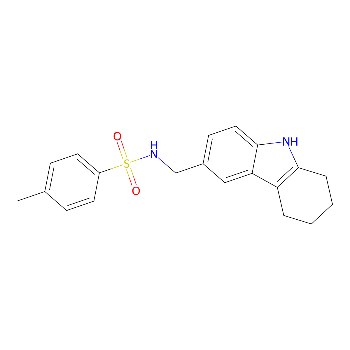 4-methyl-N-((2,3,4,9-tetrahydro-1H-carbazol-6-yl)methyl)benzenesulfonamide molecular structure, CAS 706774-98-3