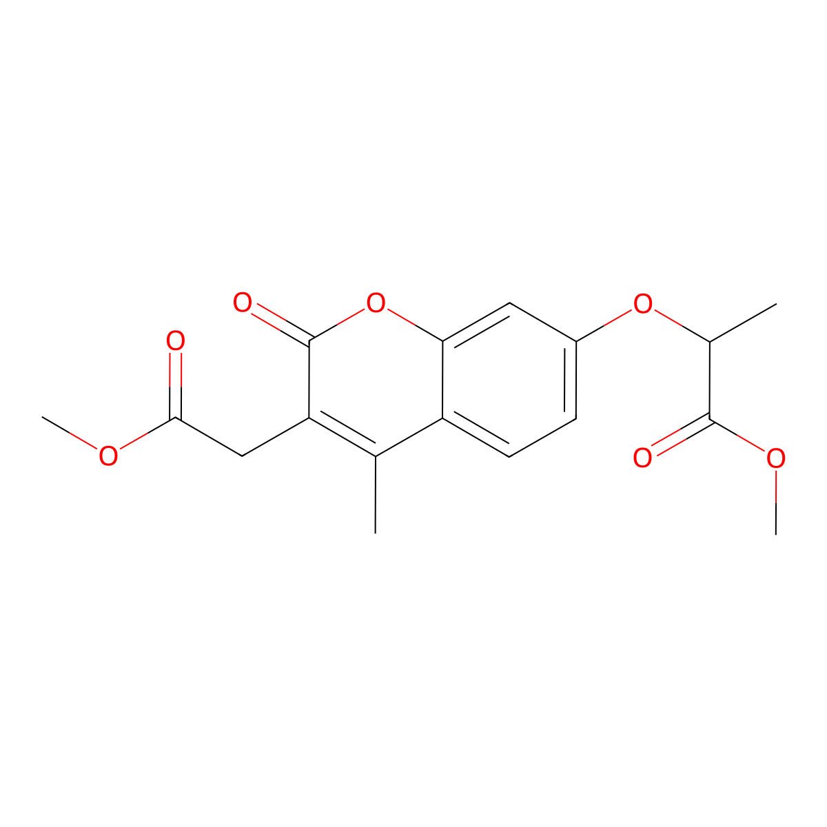 methyl 2-{[3-(2-methoxy-2-oxoethyl)-4-methyl-2-oxo-2H-chromen-7-yl]oxy}propanoate molecular structure, CAS 706775-20-4