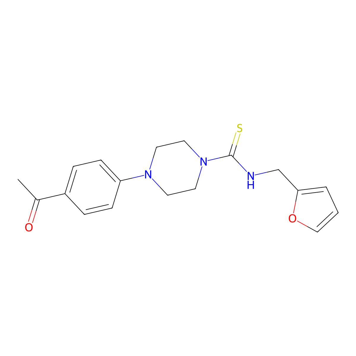 4-(4-acetylphenyl)-N-(furan-2-ylmethyl)piperazine-1-carbothioamide molecular structure, CAS 706775-22-6